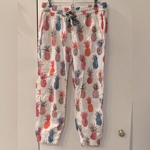 J. Crew Seaside Pineapple Print Pull-On Pants Jogger Multi Size 4P